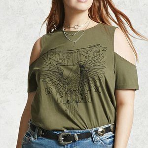 Forever 21+ Flying High Print Cold Shoulder Top
